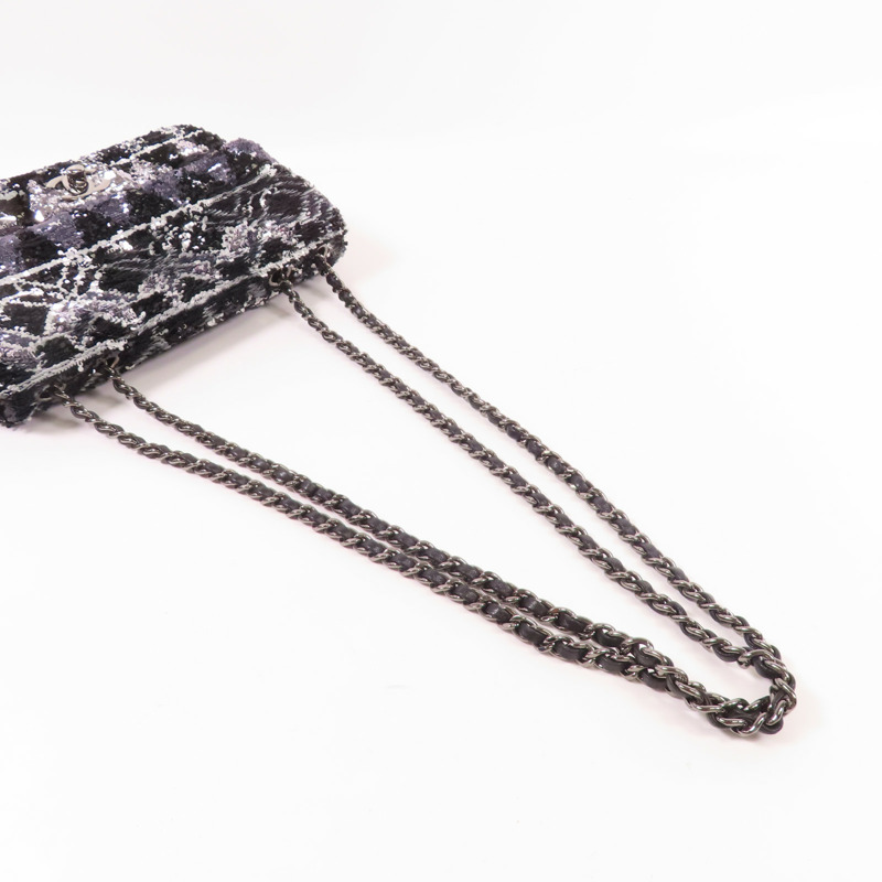 CHANEL 【激減優惠】珠片Sequin Flag Bag銀扣鏈帶肩背袋-8