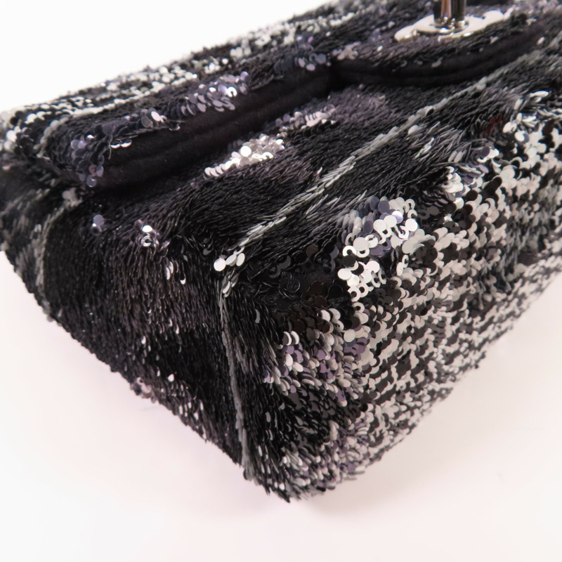 CHANEL 【激減優惠】珠片Sequin Flag Bag銀扣鏈帶肩背袋-11