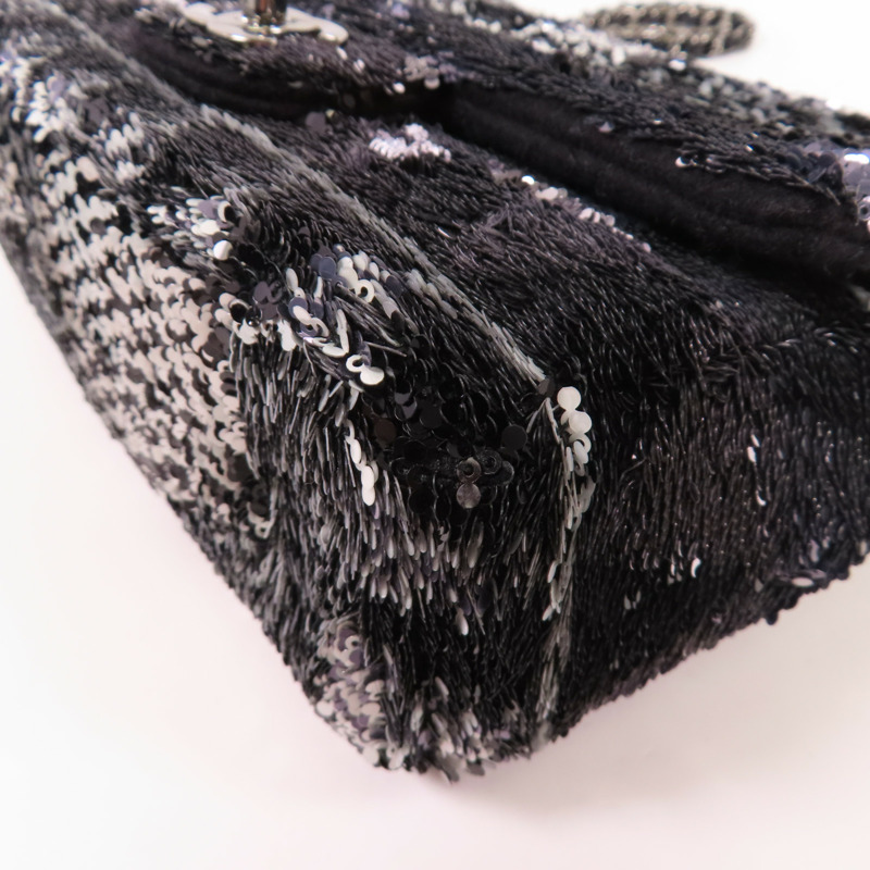 CHANEL 【激減優惠】珠片Sequin Flag Bag銀扣鏈帶肩背袋-12