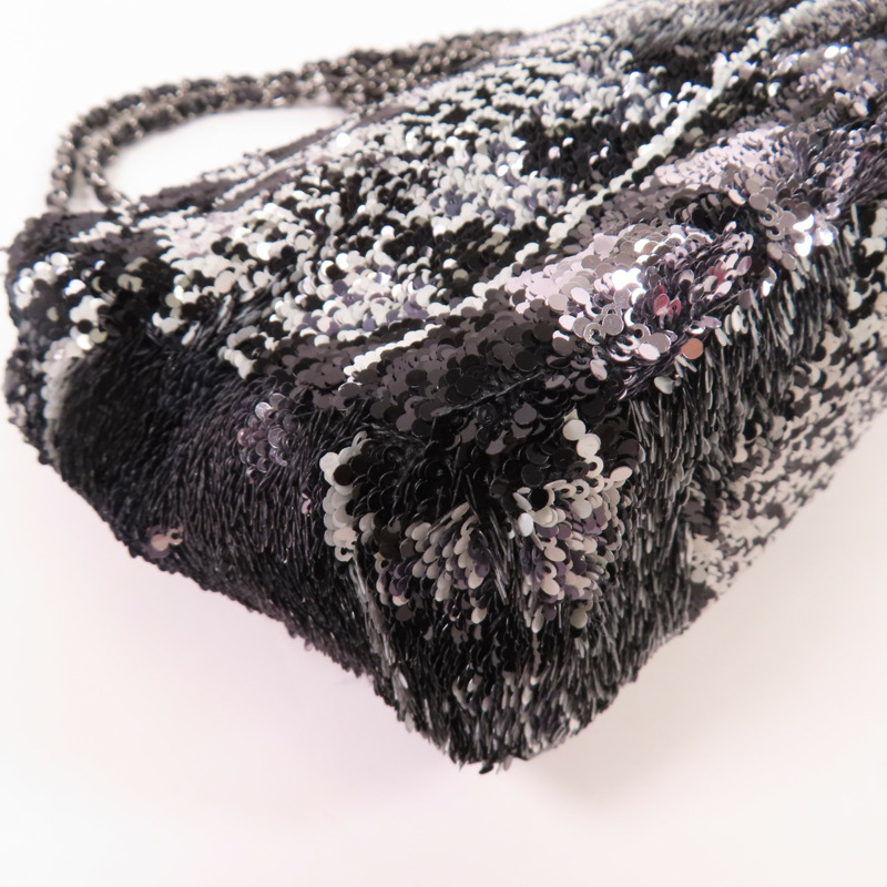 CHANEL 【激減優惠】珠片Sequin Flag Bag銀扣鏈帶肩背袋-13