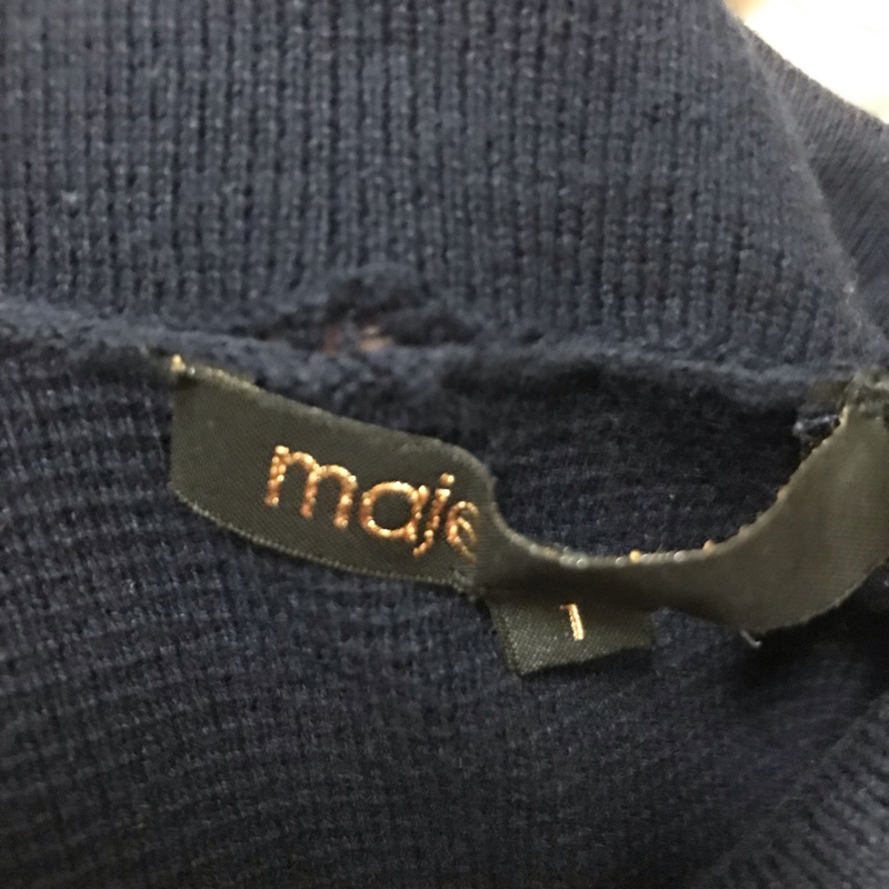 30)Maje正品深藍色學院風棉質外套 S-L皆可穿-8
