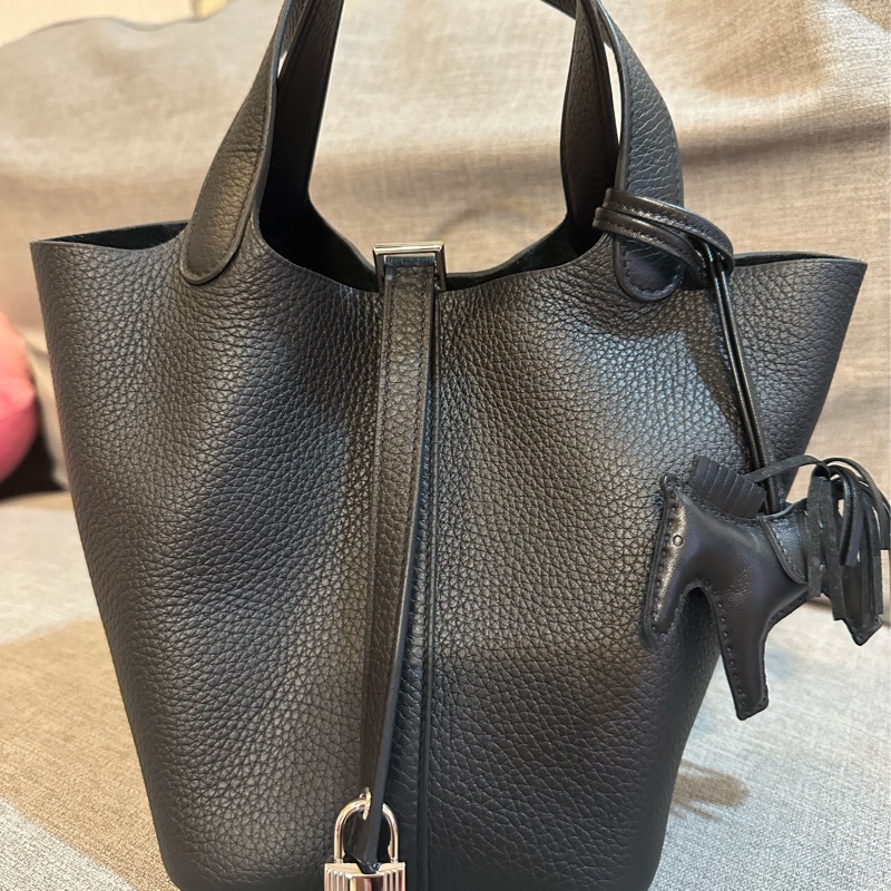 菜籃子 Hermes Picotin 18 黑色銀扣菜籃子-0