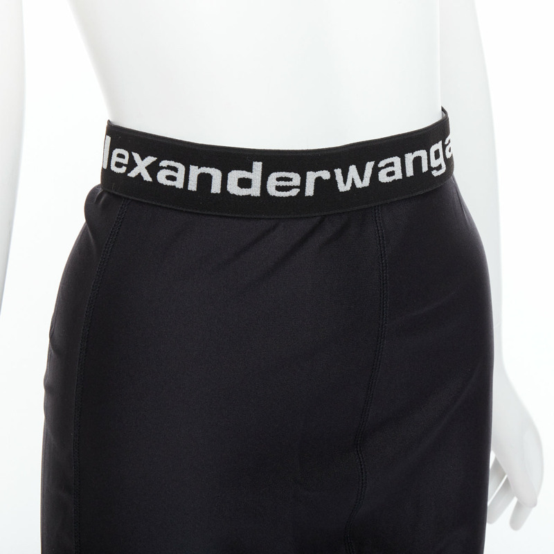 T ALEXANDER WANG black lace trim logo tape waistband mini skirt XS-6