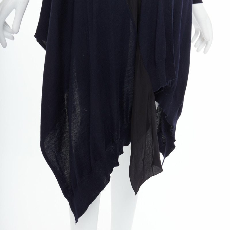 STELLA MCCARTNEY 2017 navy contrast material high low cardigan IT34 XS-1