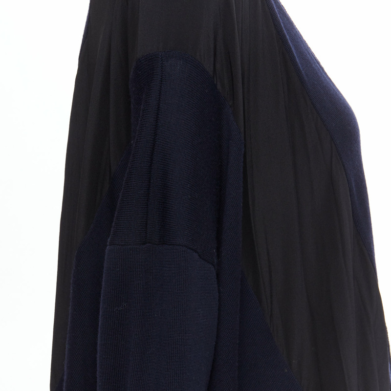 STELLA MCCARTNEY 2017 navy contrast material high low cardigan IT34 XS-8