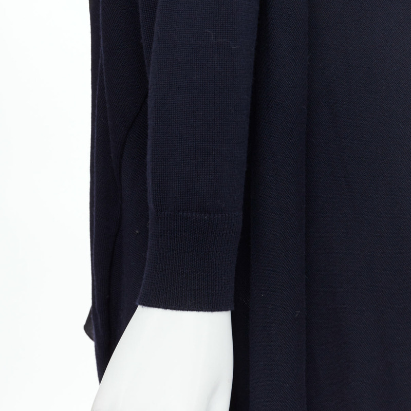STELLA MCCARTNEY 2017 navy contrast material high low cardigan IT34 XS-9