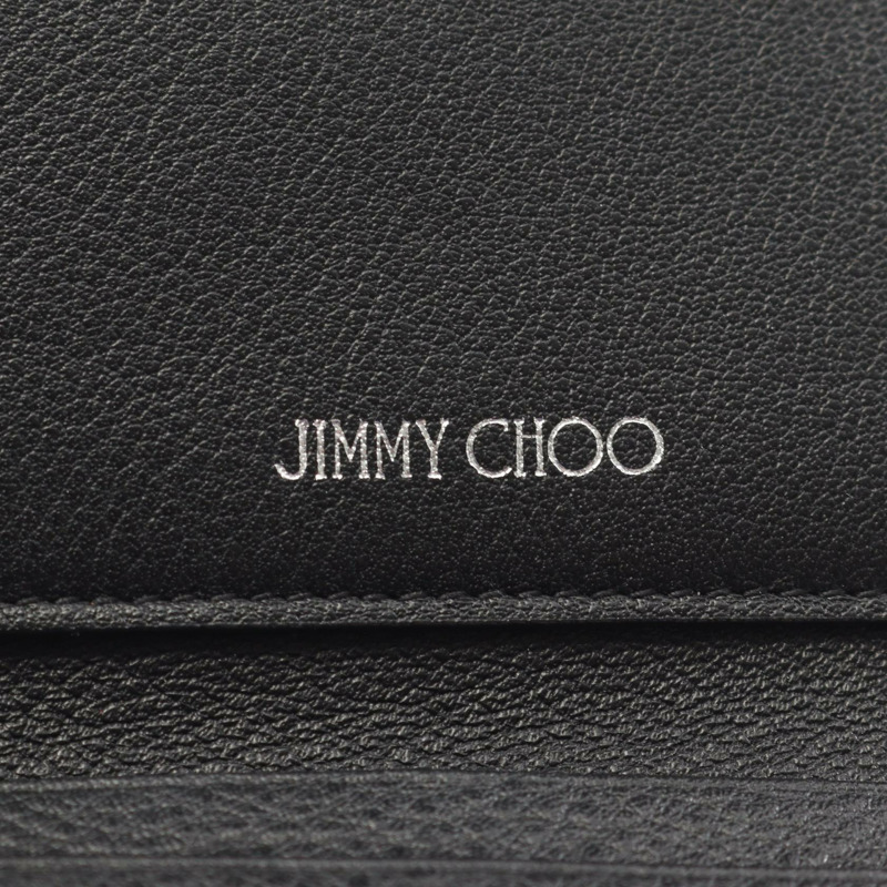 JIMMY CHOO CHERI 水晶三折皮夾 皮革 黑色 二手 女士-3
