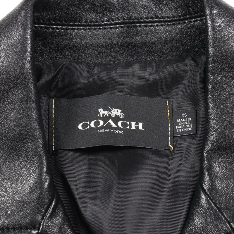 COACH 騎士夾克 羔羊皮 黑色 二手 女士-2