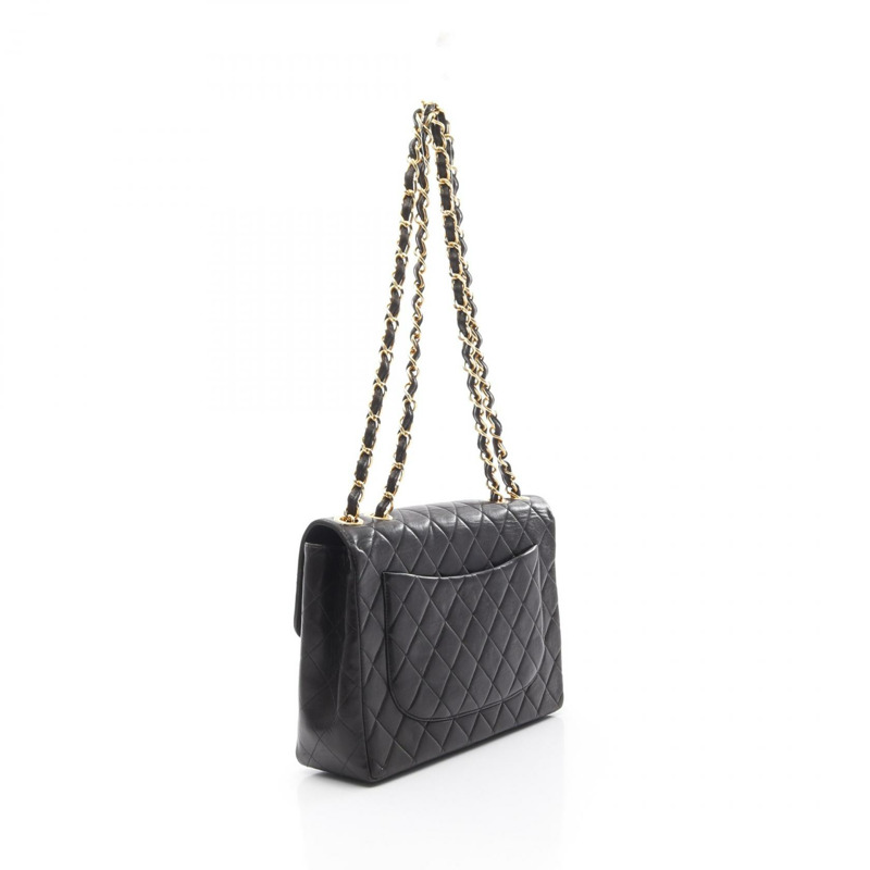 CHANEL Jumbo Matelasse 30 肩背包 A04412 羔羊皮 黑色 二手 CC-1