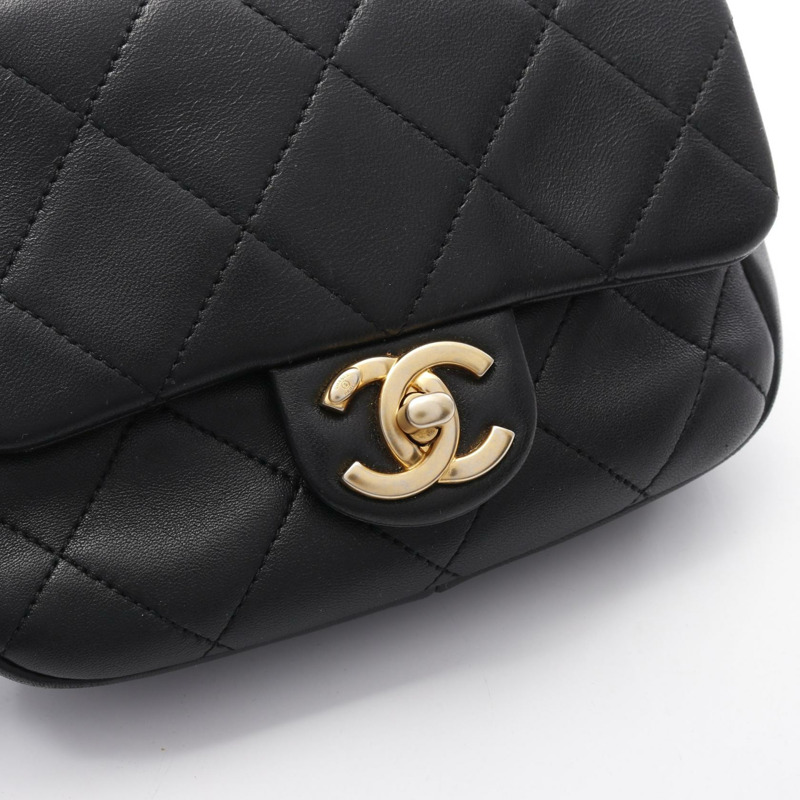 CHANEL 手提鏈條單肩包 AS1357 小羊皮 綿羊皮 黑色 二手 GHW CC-11