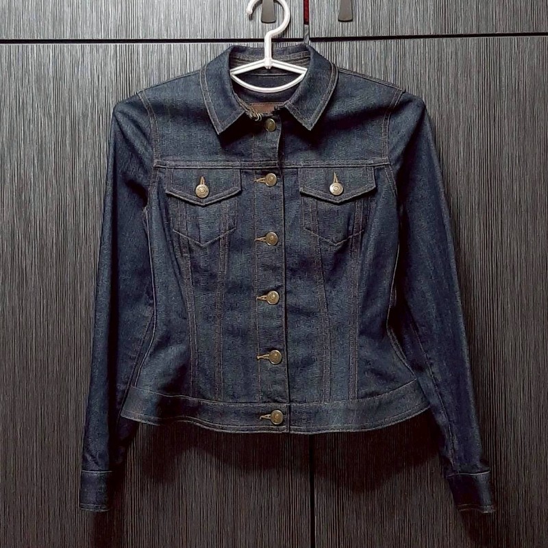 正品BURBERRY STITCH DENIM 女深藍原色彈性牛仔外套XS-2