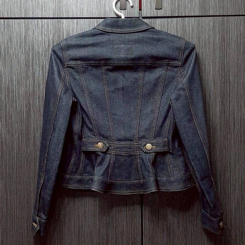 正品BURBERRY STITCH DENIM 女深藍原色彈性牛仔外套XS-3