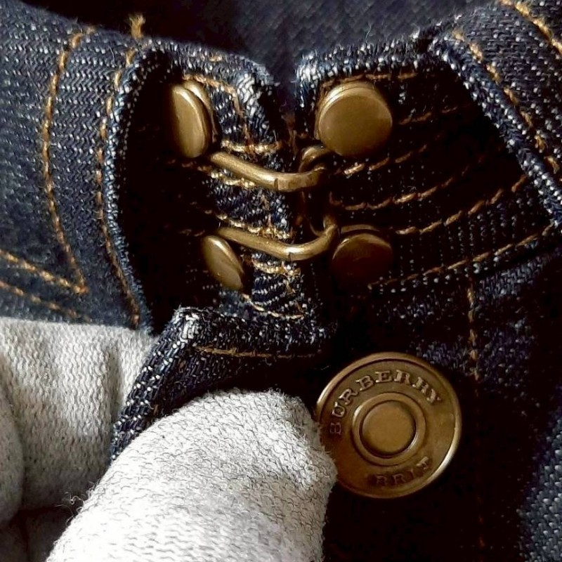 正品BURBERRY STITCH DENIM 女深藍原色彈性牛仔外套XS-6