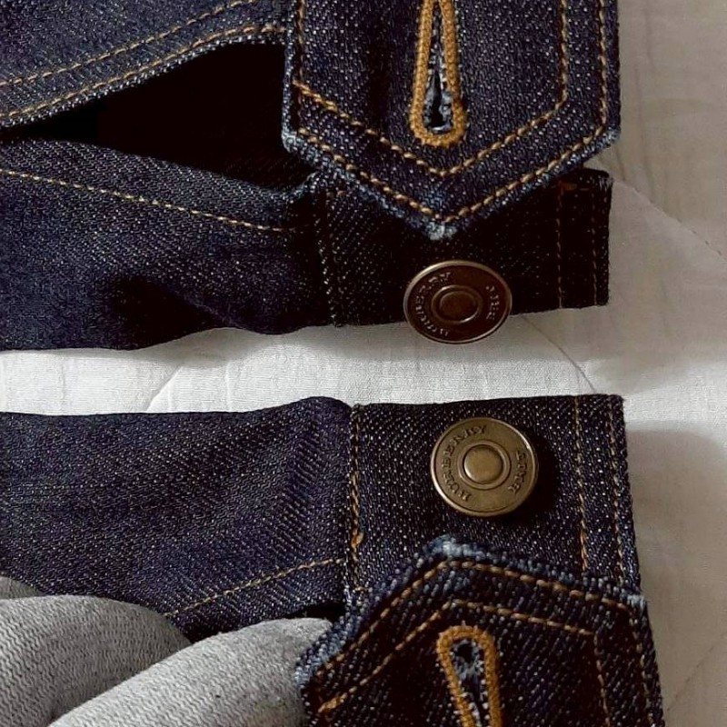 正品BURBERRY STITCH DENIM 女深藍原色彈性牛仔外套XS-7