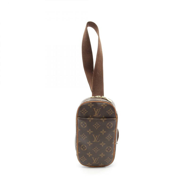 LOUIS VUITTON Pochette Gange Monogram 腰包 身體包 M51870 PVC 塗層帆布皮革 棕色 二手 男女通用-0