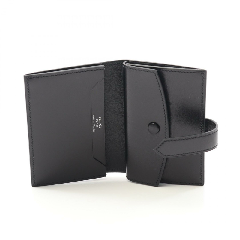 愛馬仕 Bearn 迷你卡包,附盒子,小牛皮,黑色 SHW-2