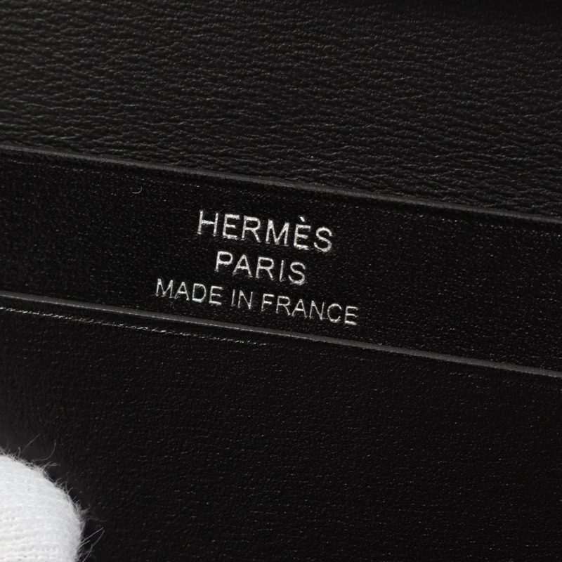 愛馬仕 Bearn 迷你卡包,附盒子,小牛皮,黑色 SHW-3