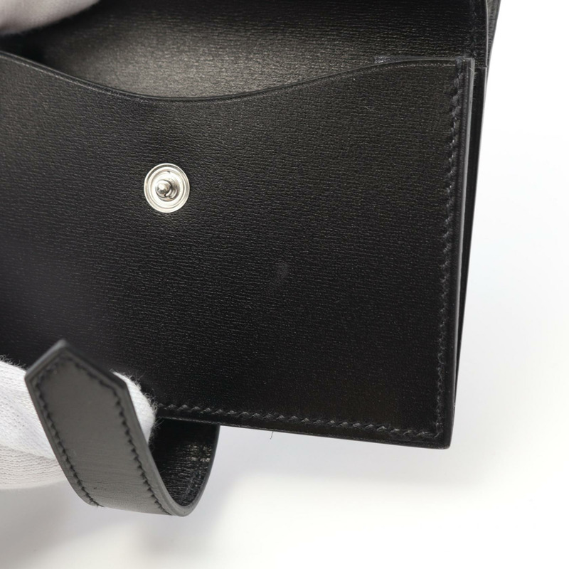 愛馬仕 Bearn 迷你卡包,附盒子,小牛皮,黑色 SHW-5