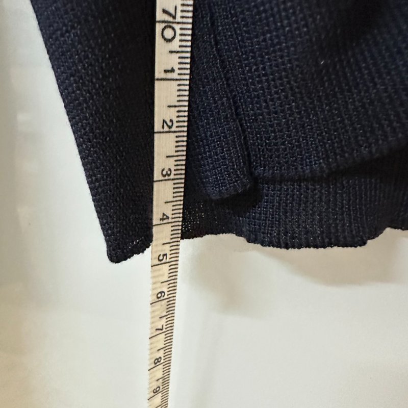 【美收精品】HERMES 深藍色滿版LOGO針織長袖 2-733-9