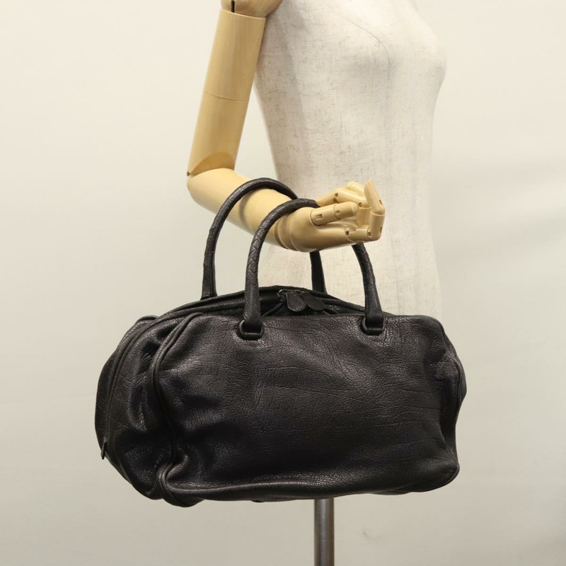 【日本直送】BOTTEGA VENETA 山羊皮手提包 黑色皮革 正品 mr1050V-21