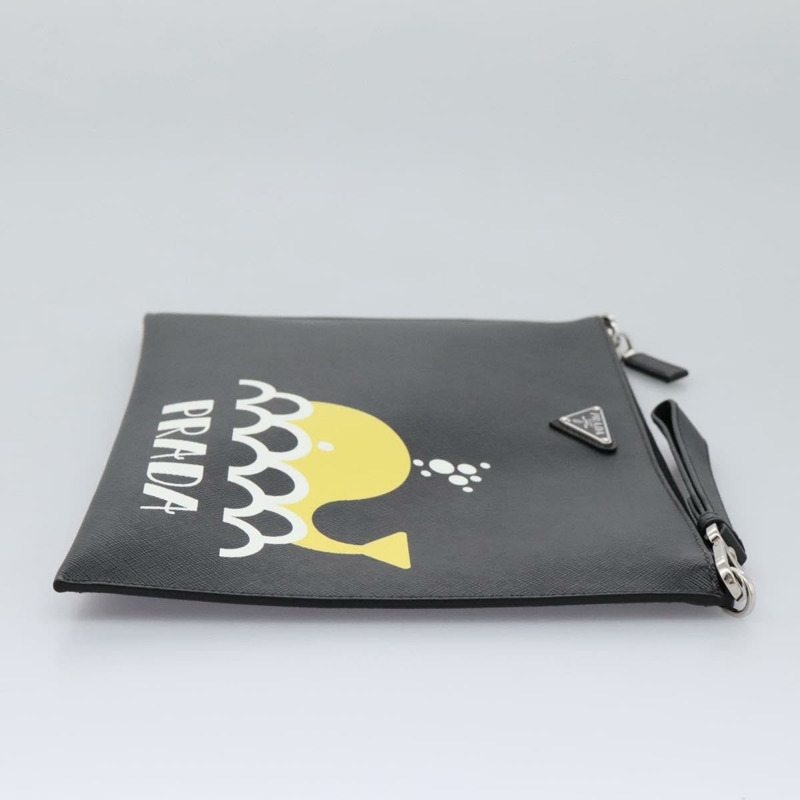【日本直送】PRADA 手拿包 皮革 2 用 黑色 正品 PP352AV-3