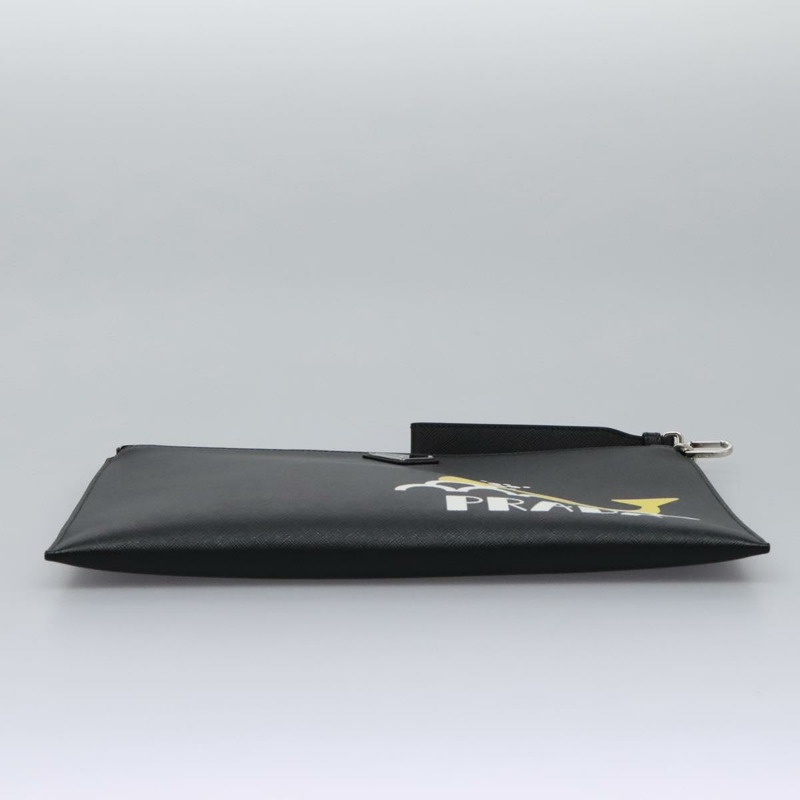 【日本直送】PRADA 手拿包 皮革 2 用 黑色 正品 PP352AV-4