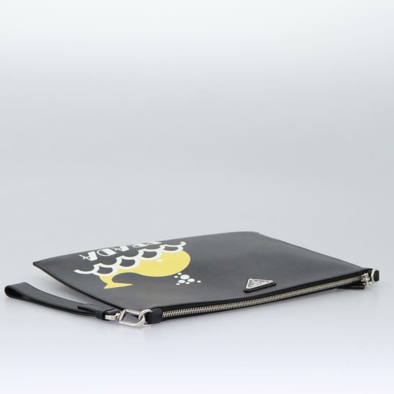 【日本直送】PRADA 手拿包 皮革 2 用 黑色 正品 PP352AV-5
