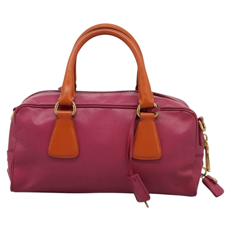 【日本直送】PRADA 手提包 Safiano 皮革 2way 粉金配色 Auth EC766V-12