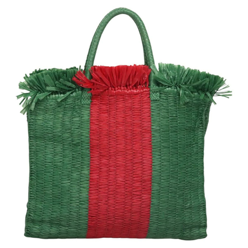【日本直送】GUCCI Web Sherry Line 手提包拉菲草紅綠 524810 正品 EC781V-1