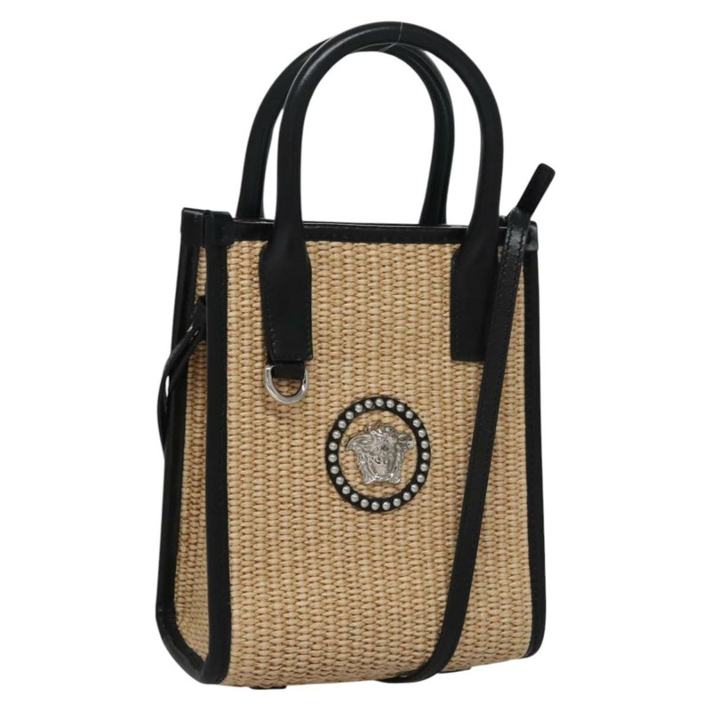 【日本直送】VERSACE 手提包 拉菲草 2 向 米色 正品 EC393A-0