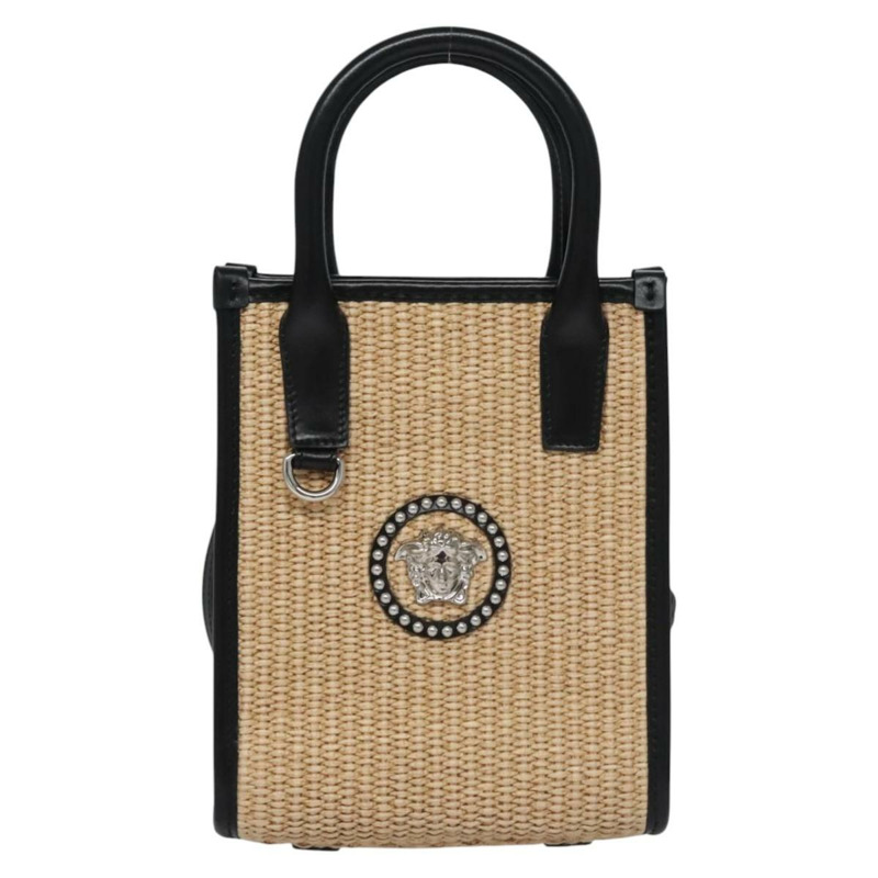 【日本直送】VERSACE 手提包 拉菲草 2 向 米色 正品 EC393A-12