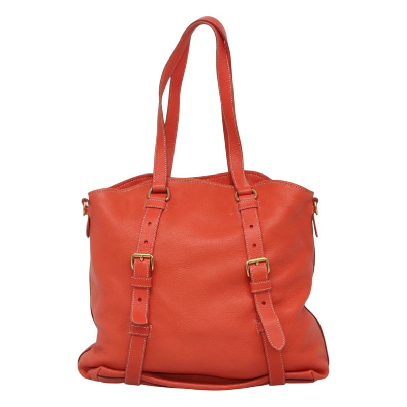 【日本直送】PRADA 手提包 皮革 2 向 橙色 金色 正品 BD1195V-1
