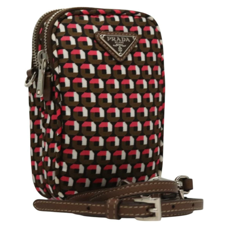 【日本直送】PRADA 單肩包 尼龍皮革 棕色 粉紅色 銀色 正品 BD1378V-0