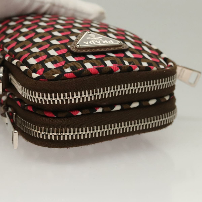 【日本直送】PRADA 單肩包 尼龍皮革 棕色 粉紅色 銀色 正品 BD1378V-4