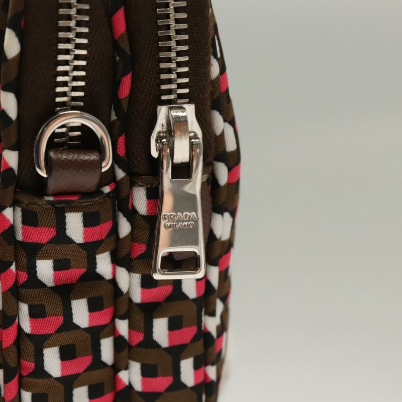 【日本直送】PRADA 單肩包 尼龍皮革 棕色 粉紅色 銀色 正品 BD1378V-7