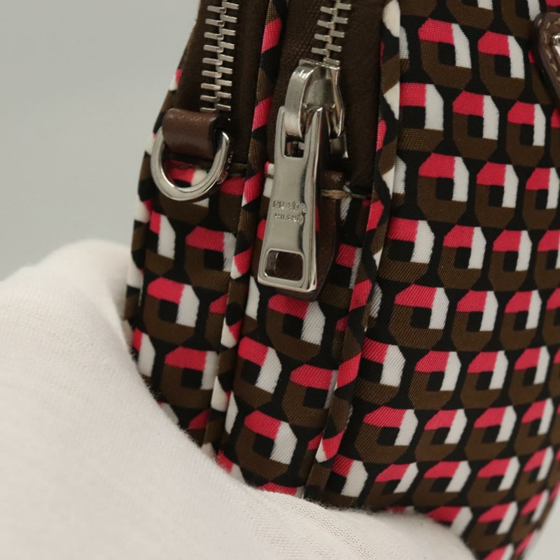 【日本直送】PRADA 單肩包 尼龍皮革 棕色 粉紅色 銀色 正品 BD1378V-16