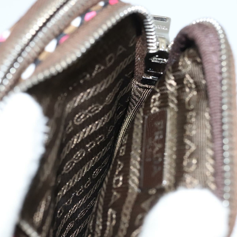 【日本直送】PRADA 單肩包 尼龍皮革 棕色 粉紅色 銀色 正品 BD1378V-19