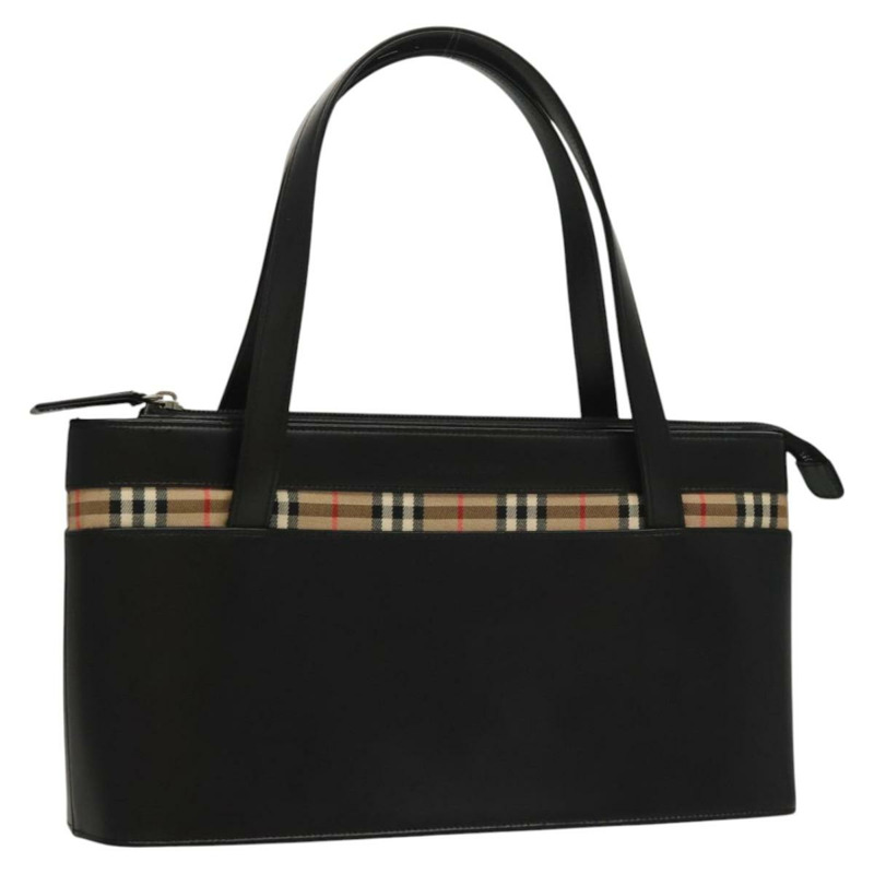 【日本直送】BURBERRY 手提包 皮革 黑色 銀色 正品 ki5665AV-0