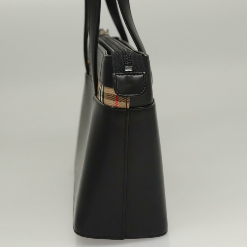 【日本直送】BURBERRY 手提包 皮革 黑色 銀色 正品 ki5665AV-2