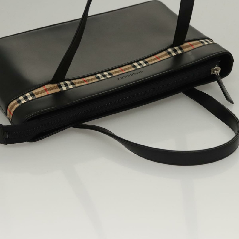 【日本直送】BURBERRY 手提包 皮革 黑色 銀色 正品 ki5665AV-5