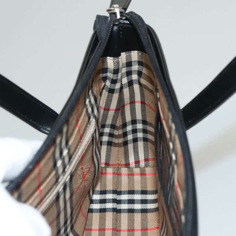 【日本直送】BURBERRY 手提包 皮革 黑色 銀色 正品 ki5665AV-16