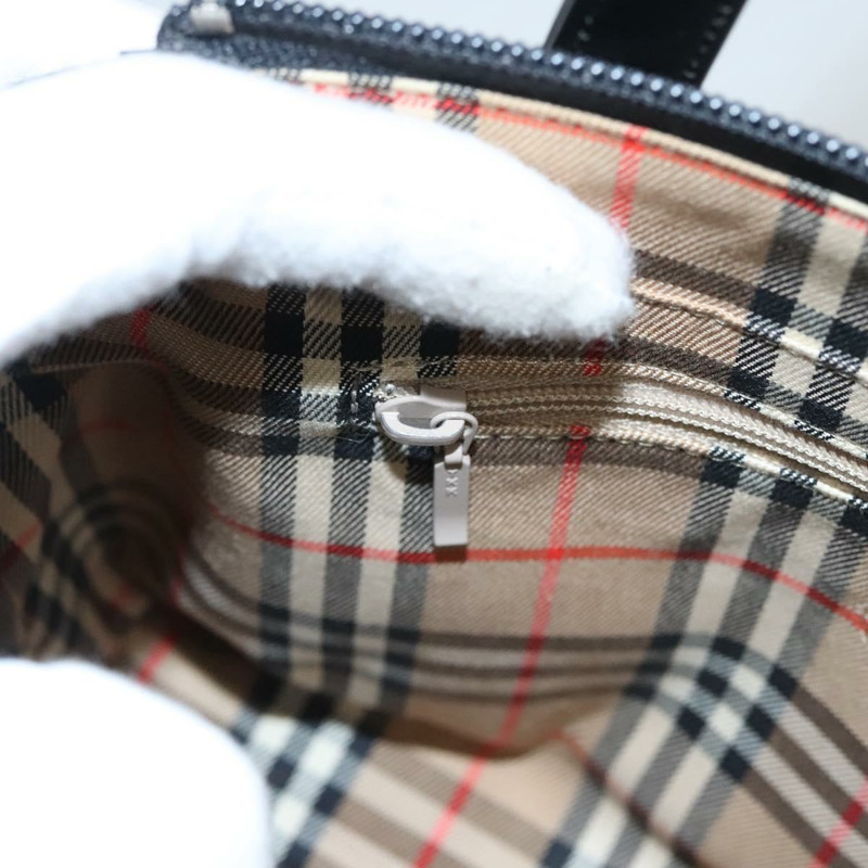 【日本直送】BURBERRY 手提包 皮革 黑色 銀色 正品 ki5665AV-18