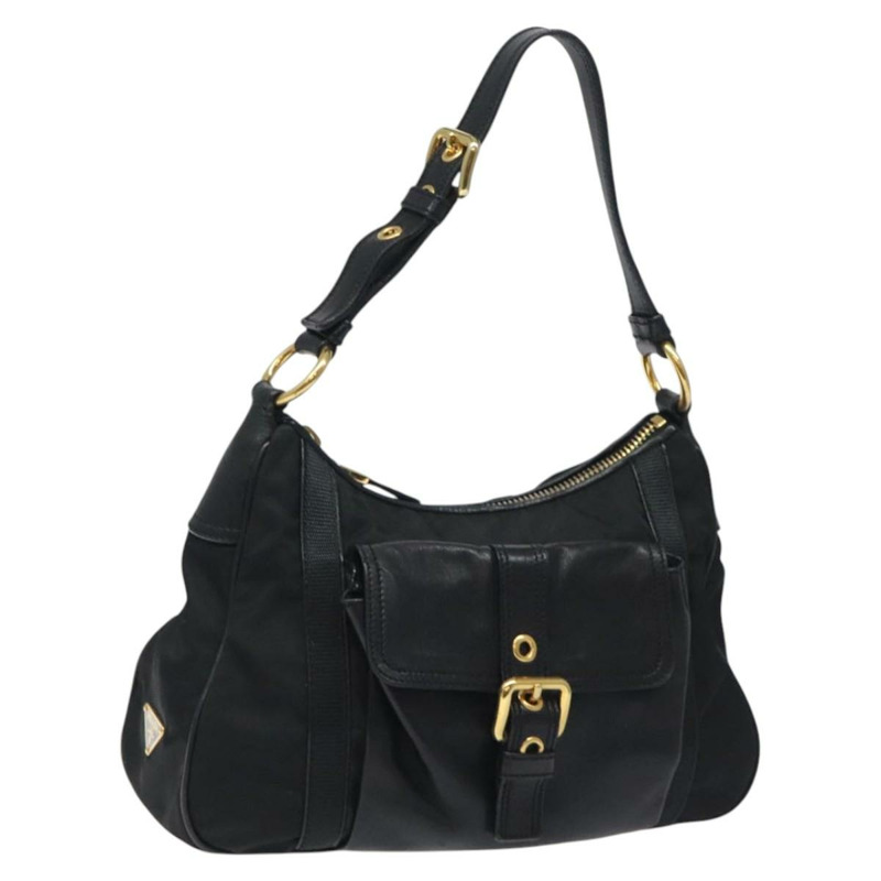 【日本直送】PRADA 單肩包 尼龍皮革 黑金色 正品 117514M-0