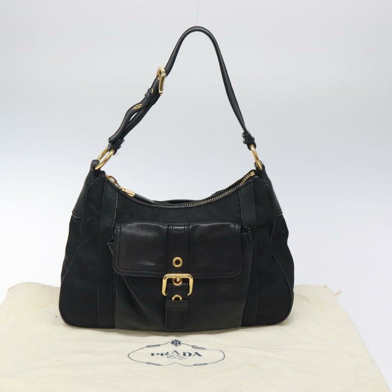 【日本直送】PRADA 單肩包 尼龍皮革 黑金色 正品 117514M-11