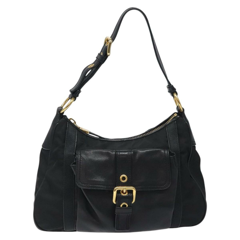 【日本直送】PRADA 單肩包 尼龍皮革 黑金色 正品 117514M-12
