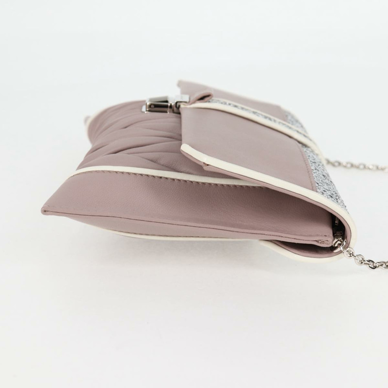 【日本直送】Miu Miu 絎縫鏈條單肩包 皮革 米色銀色 正品 118553M-3