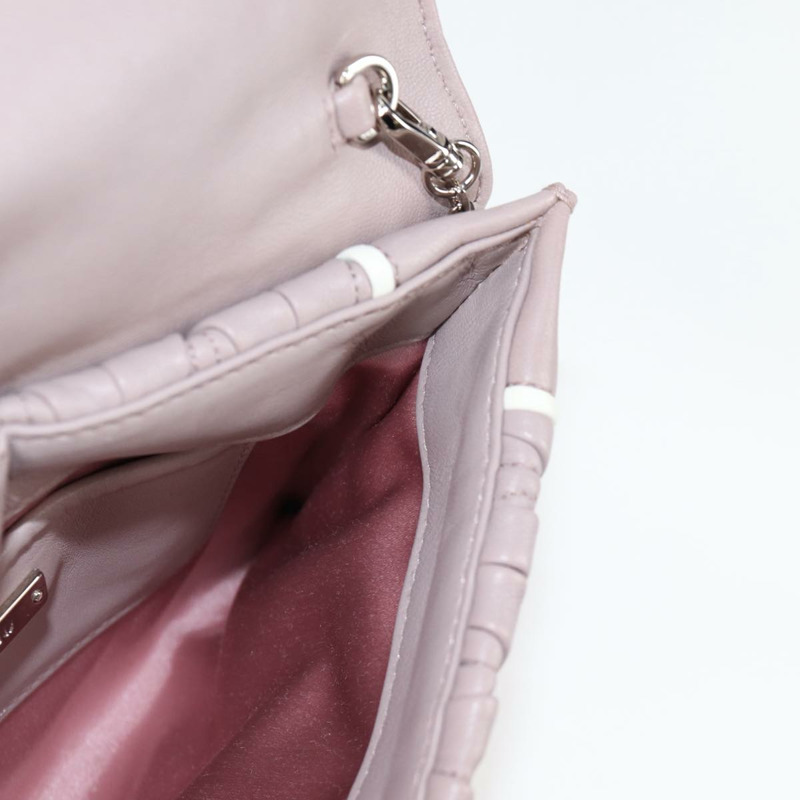 【日本直送】Miu Miu 絎縫鏈條單肩包 皮革 米色銀色 正品 118553M-25