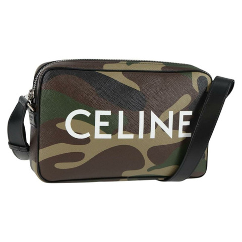 CELINE 肩背包 PVC 皮革 棕色 銀色 正品 nb464M