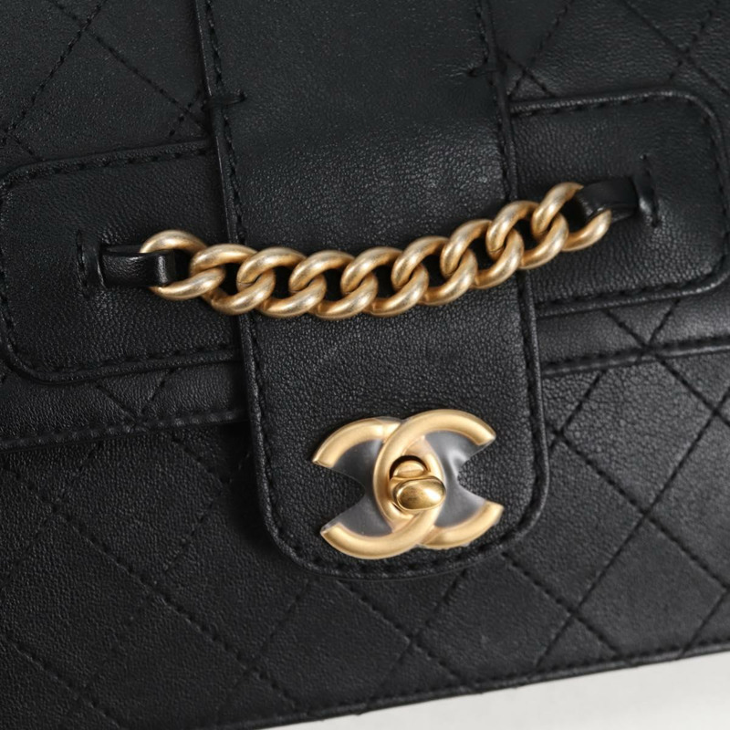 【日本直送】香奈兒 Matelasse 鏈條單肩包 皮革 黑金 CC 正品 118140AM-18