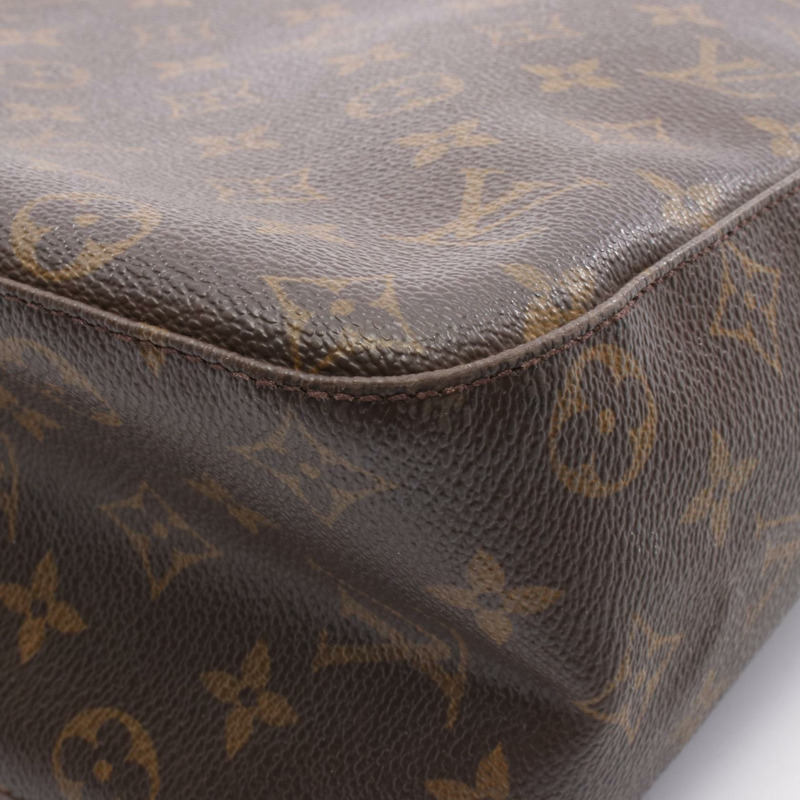 LOUIS VUITTON Looping GM Monogram 單肩包 M51145 PVC 塗層帆布皮革棕色二手女士包-9